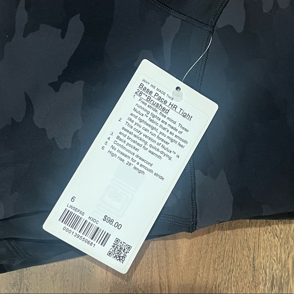 Lululemon 🌚 BRUSHED Base Pace 28” HR Running Tight DARK CAMO SOLD OUT size 6 - Picture 8 of 10